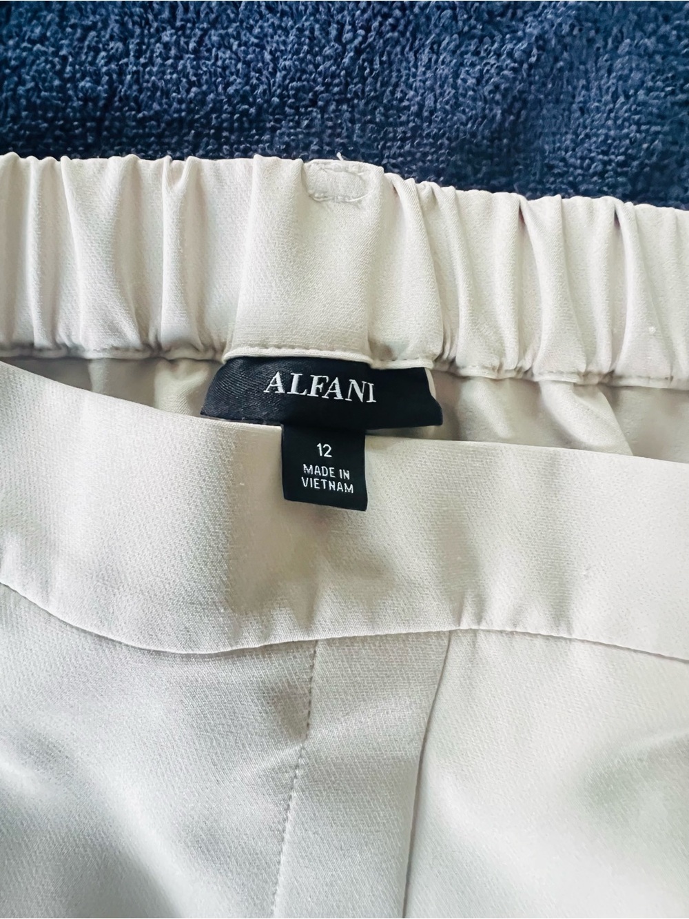 Alfani Cream Elastic Waist Trousers